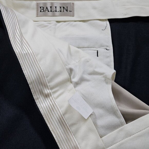 Ballin Pants Mens 40 (42) x 31 Black Zip Fly Wool Pockets Classic Trousers VTG - Picture 3 of 16